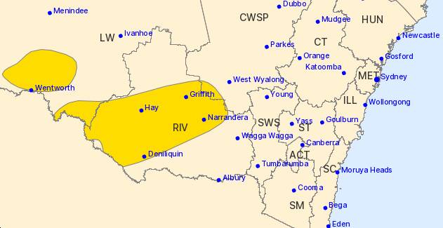 The warning area as of 8.30am on Tuesday, January 16. Picture by the Bureau of Meteorology