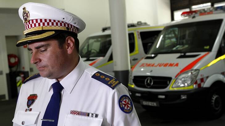 NSW Ambulance Service Inspector Ian Johns conducts a press conference following the alleged assault of a female paramedic. Photo: Steven Siewert