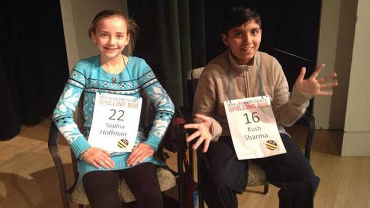 Spelling wonders: Sophia Hoffman and Kush Sharma. Photo: Jackson County Spelling Bee