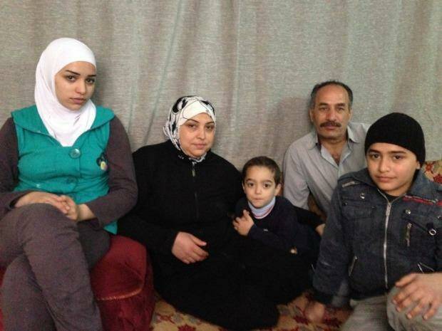 Everything at home in Syria has been  lost: Mohamed's family - sister Linda, mother Houda, little brother Mohaned, father Waleed and Mohamed.   Photo: Ruth Pollard