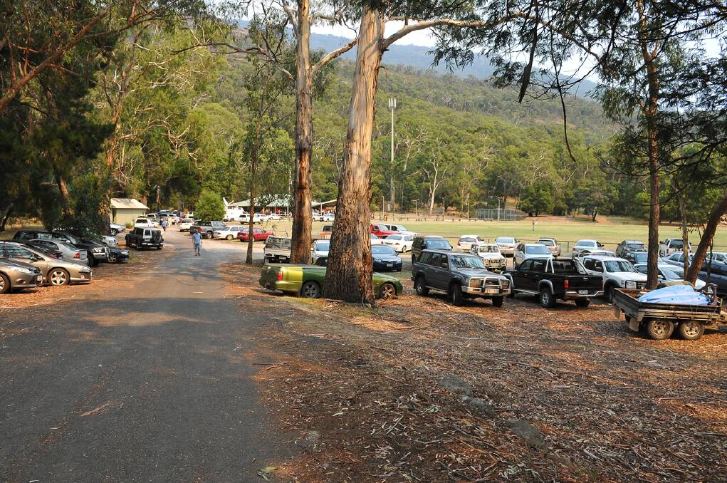 Scores of people gathered at the Halls Gap Recreation Centre.