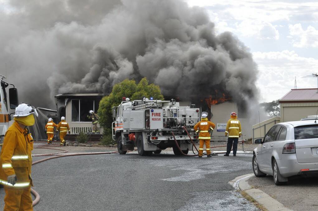A fire engulfs a Tailem Bend home in the early hours of Tuesday morning, leaving the owners with only the clothes on their backs.