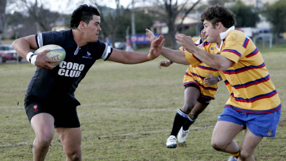 BACK TO RUGBY?: Andrew Fifita, pictured here playing for the Griffith Blacks against Hay in the Southern Inland Rugby Union comp in 2008, has firmly denied reports he is entertaining a shock code switch. Picture: Anthony Stipo