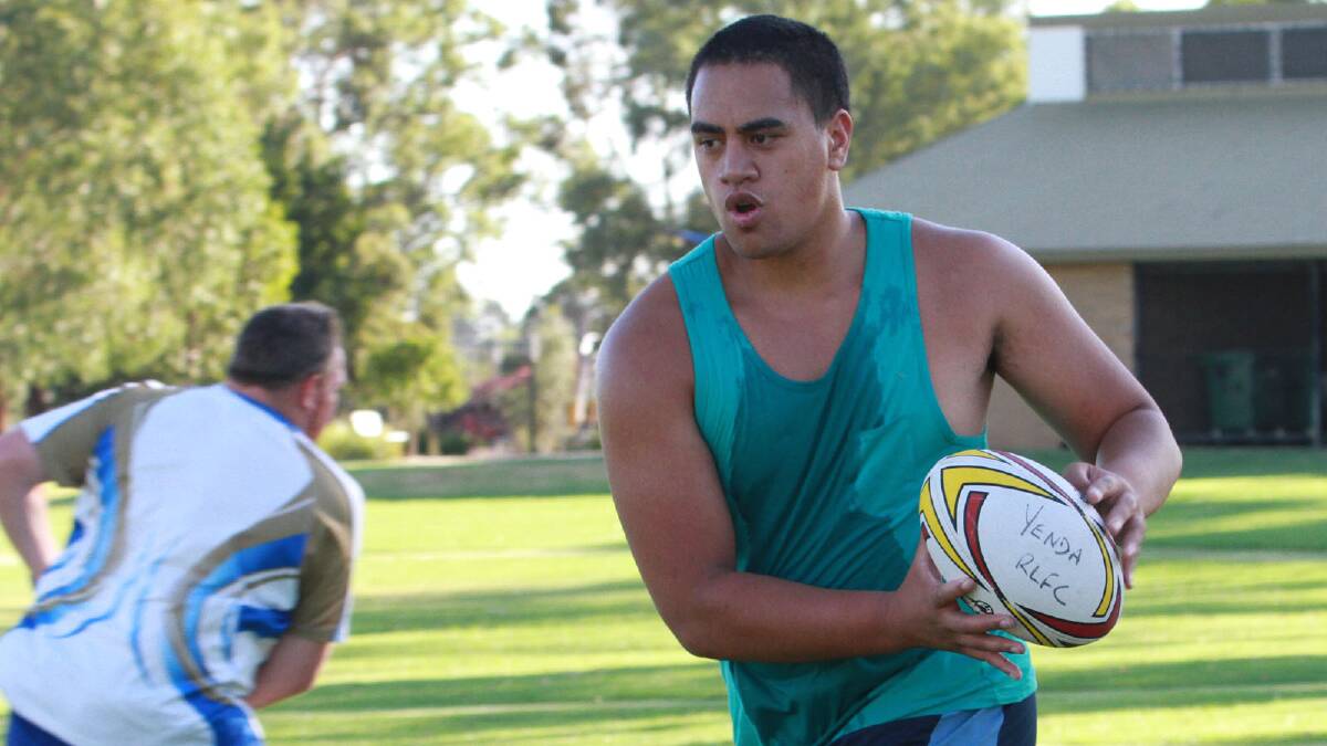 New Blueheelers signing Kenny Tata, 19, trains with his new teammates for the first time at Collina on Tuesday evening.