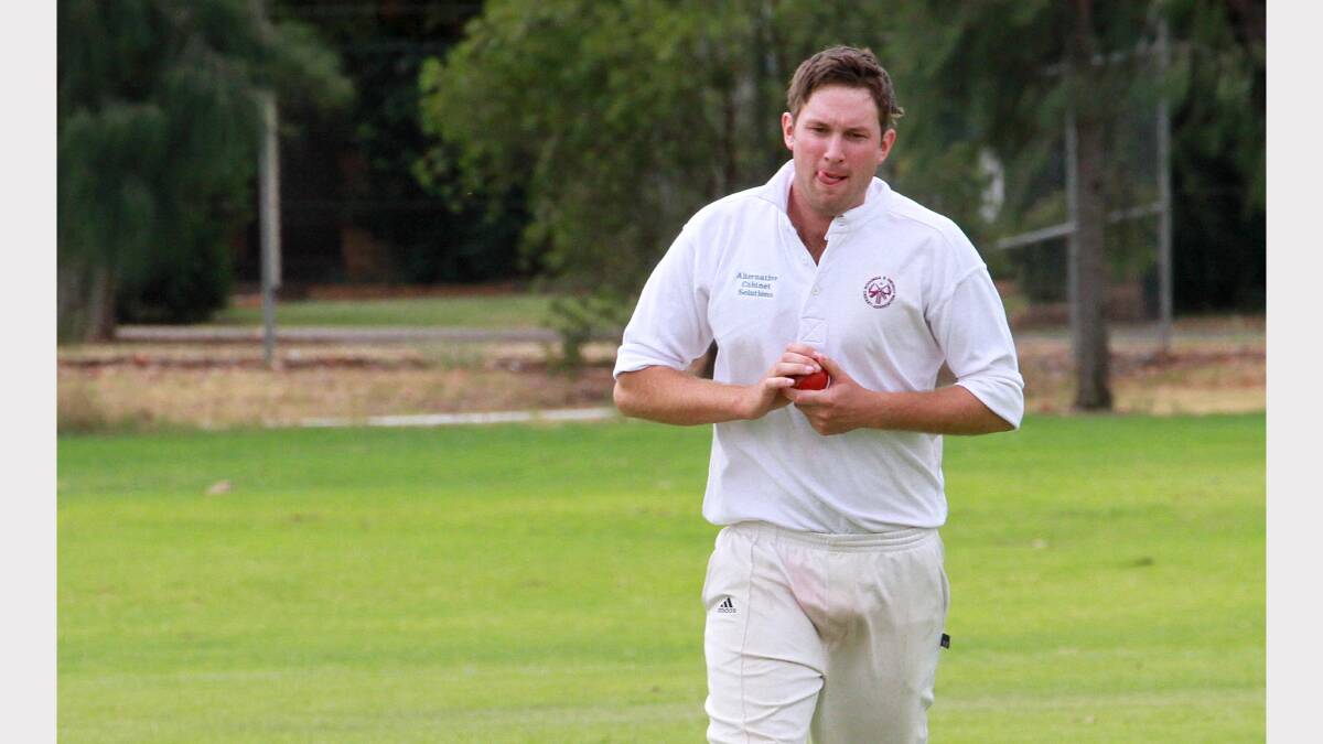 Tom Webb comes into bowl for Diggers against Coro Club. Picture: Anthony Stipo