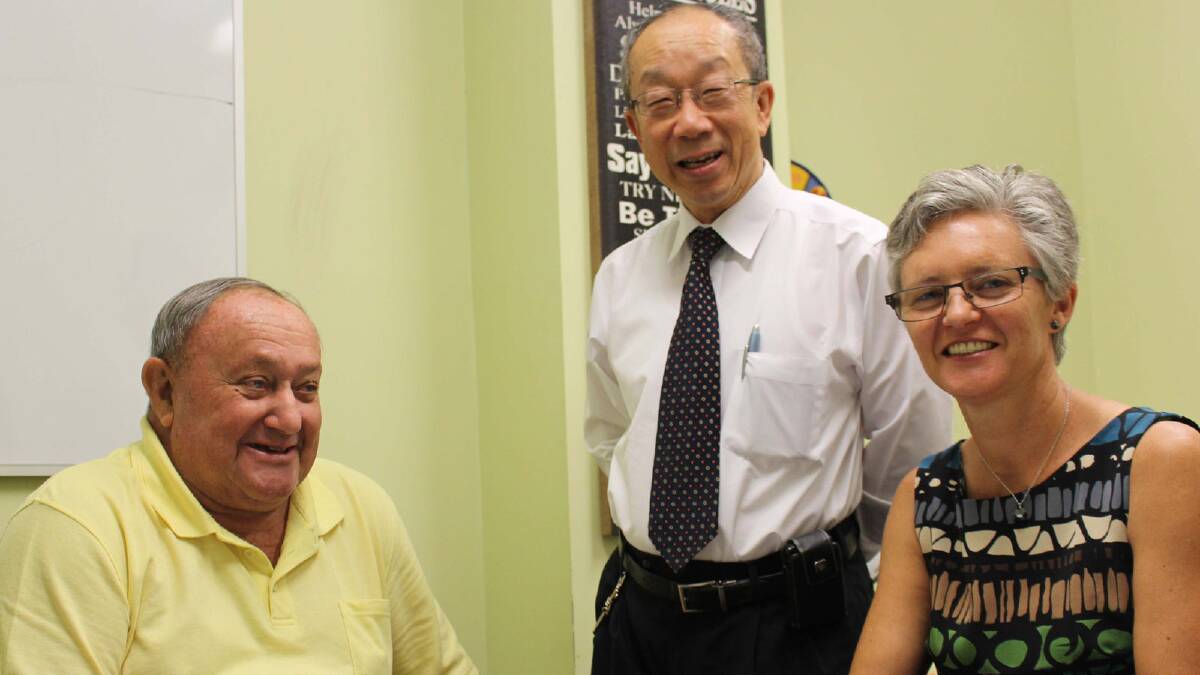 END OF AN ERA: Patient Charles Dalton is seen by professor Dennis Yue and Anna Jane Harding for the last time in Griffith. Professor Yue retires after 20 years of volunteering his services in Griffith as a visiting diabetes specialist.
