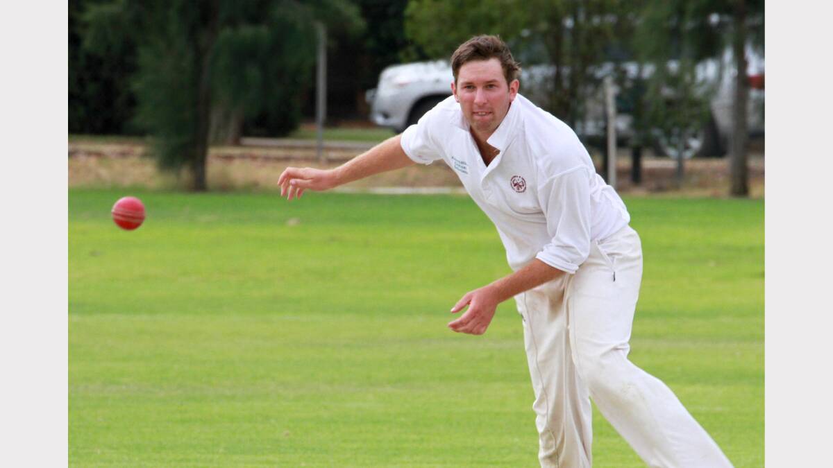 Diggers' Tom Webb bowling against Coro. Picture: Anthony Stipo