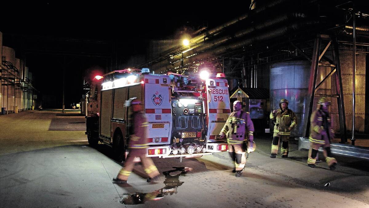EMERGENCY: Fire crews rush to an electrical fire at Casella Wines on Friday night.