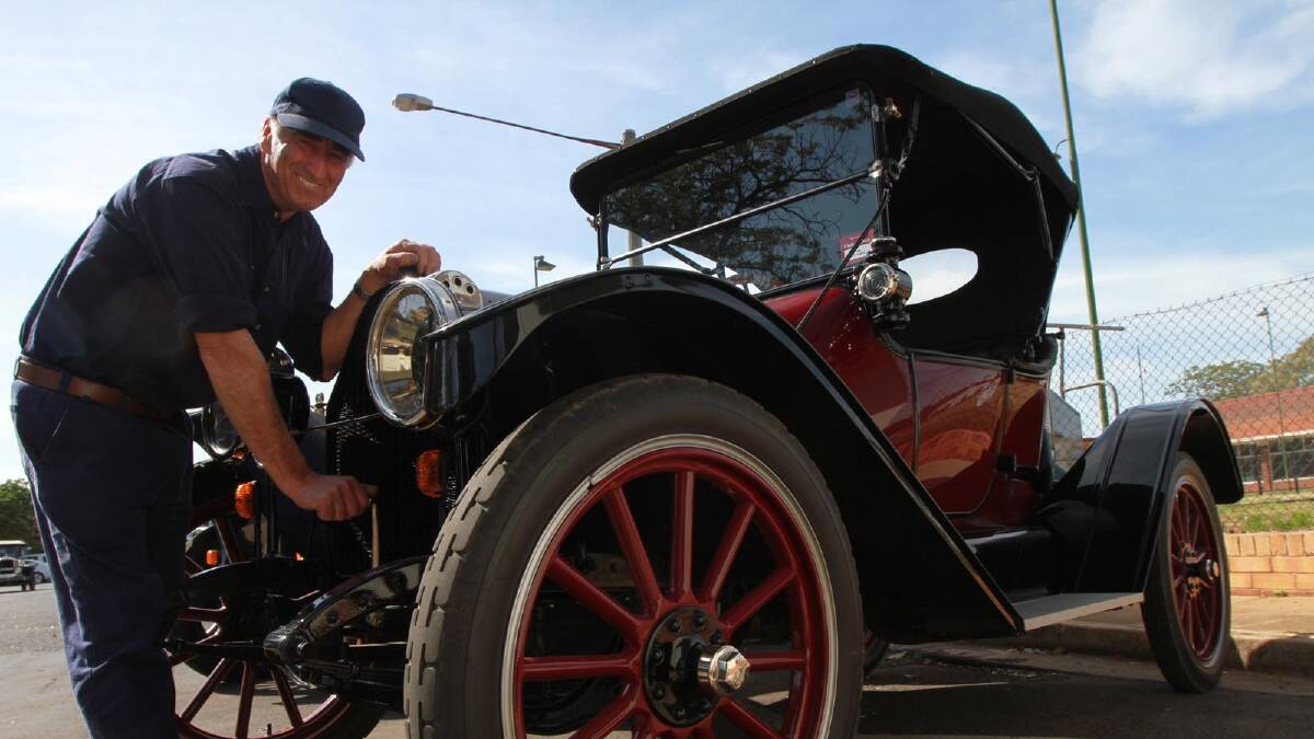 Bob Schuhkraft with his 1914 Royalman Roadster at the Chev car rally. Picture: Anthony Stipo