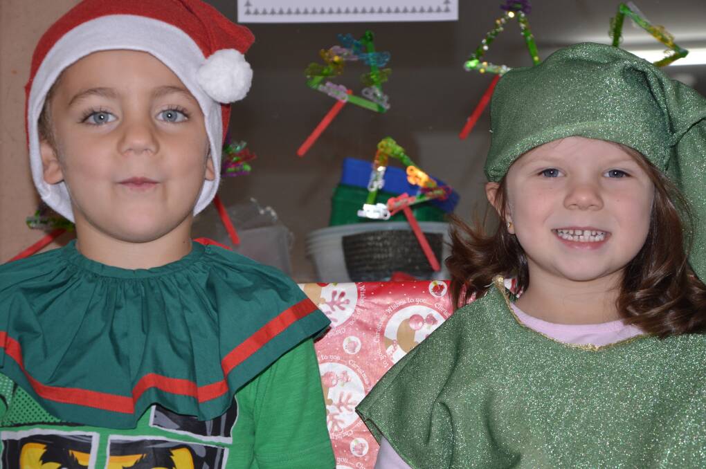 Mikey Parisotto and Lauren Minato from Griffith Preschool learnt the joy of charity last week by helping the Salvation Army