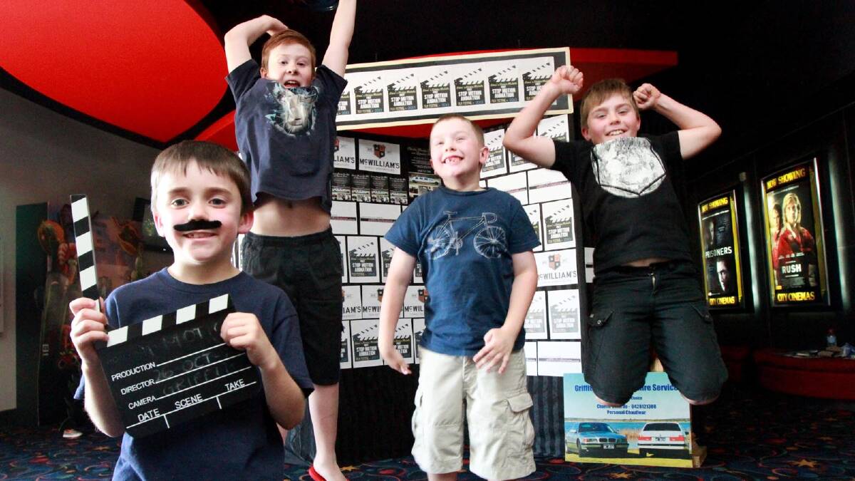 Ready for the Stop Motion Film Festival is (front) Luca Brighenti, 7, and (back) Dylan Garner, 10, Henry Massey, 6, and Nick Broghenti, 9. Picture: Anthony Stipo