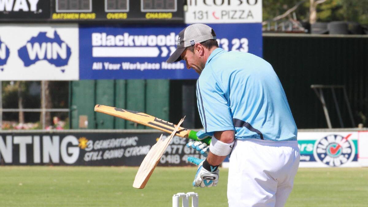 Griffith's Dean Wynne is bowled by Gerrad Haase during the Creet Cup in February. Picture: Anthony Stipo