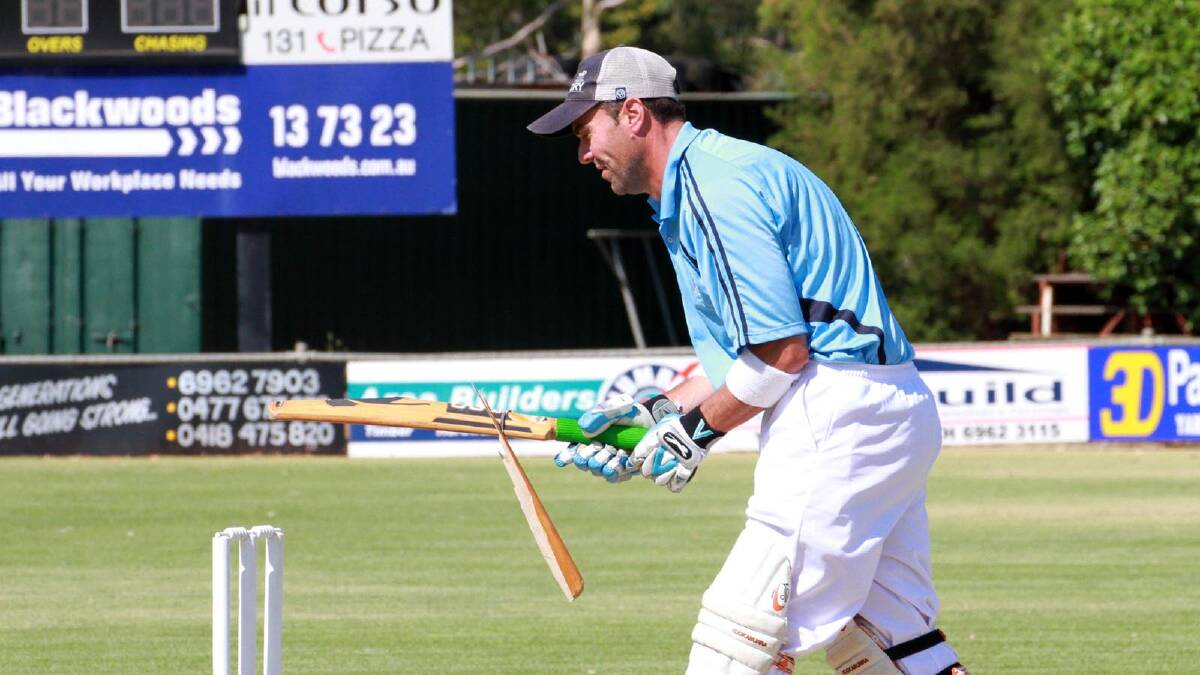 Griffith's Dean Wynne is bowled by Gerrad Haase during the Creet Cup in February. Picture: Anthony Stipo