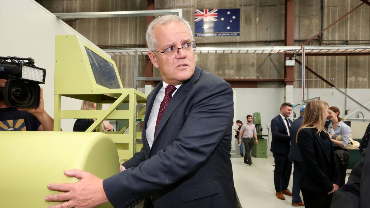Prime Minister Scott Morrison visiting Air Affairs Australia's Advanced Manufacturing Centre in South Nowra. Picture: James Croucher