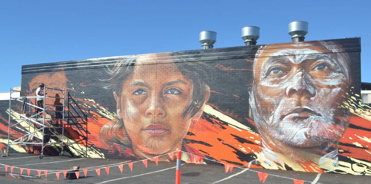 The mural also features Batemans Bay High school captain Bimi Freeman and her grandmother Aunty Lauretta Parsley. Photo: Maeve Bannister