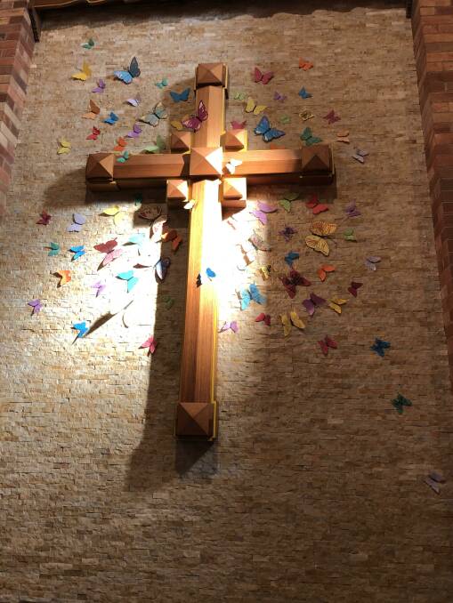 BUTTERFLIES: Between Good Friday and Easter Sunday, the church will transform and be decorated with flowers and butterflies. The butterflies transformation in the cocoon is symbolic of the resurrection. PHOTO: Contributed 