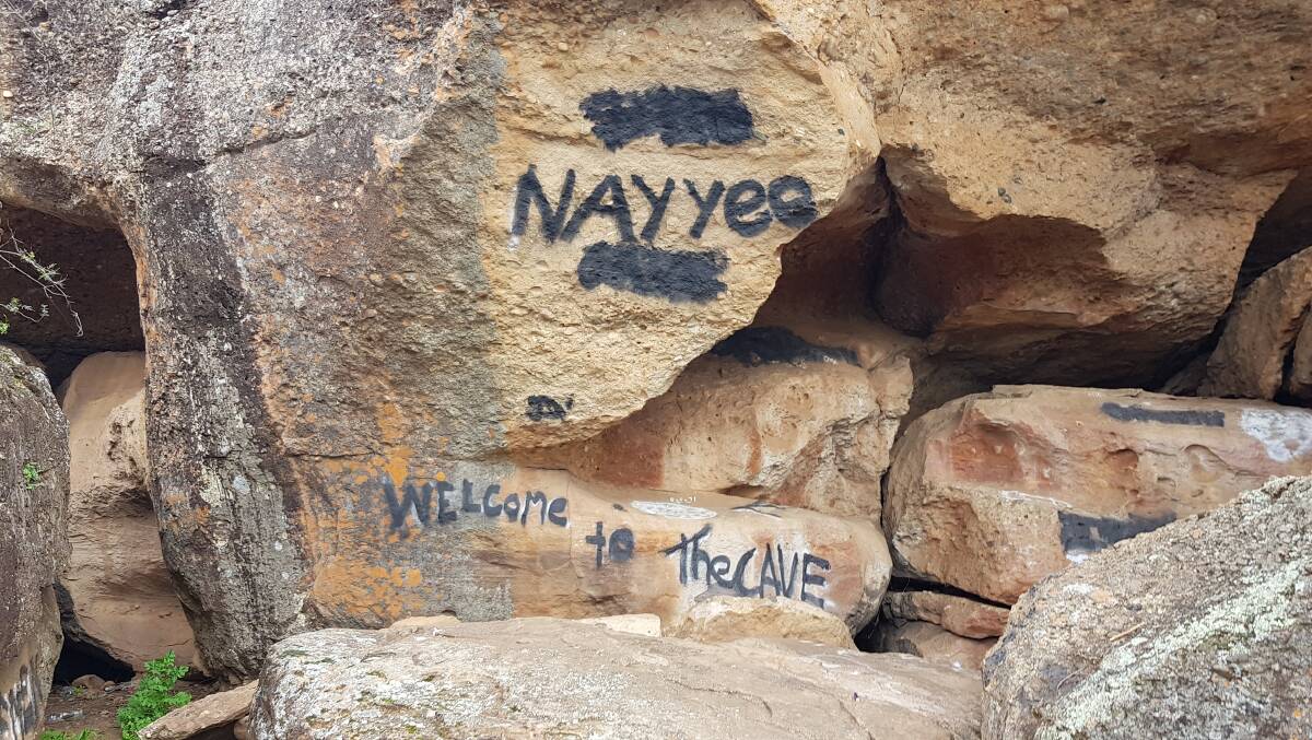 NAYYEE: Scenic Hill is looking slightly less scenic after the rocks were covered in spray paint and vandalism. PHOTO: Cai Holroyd