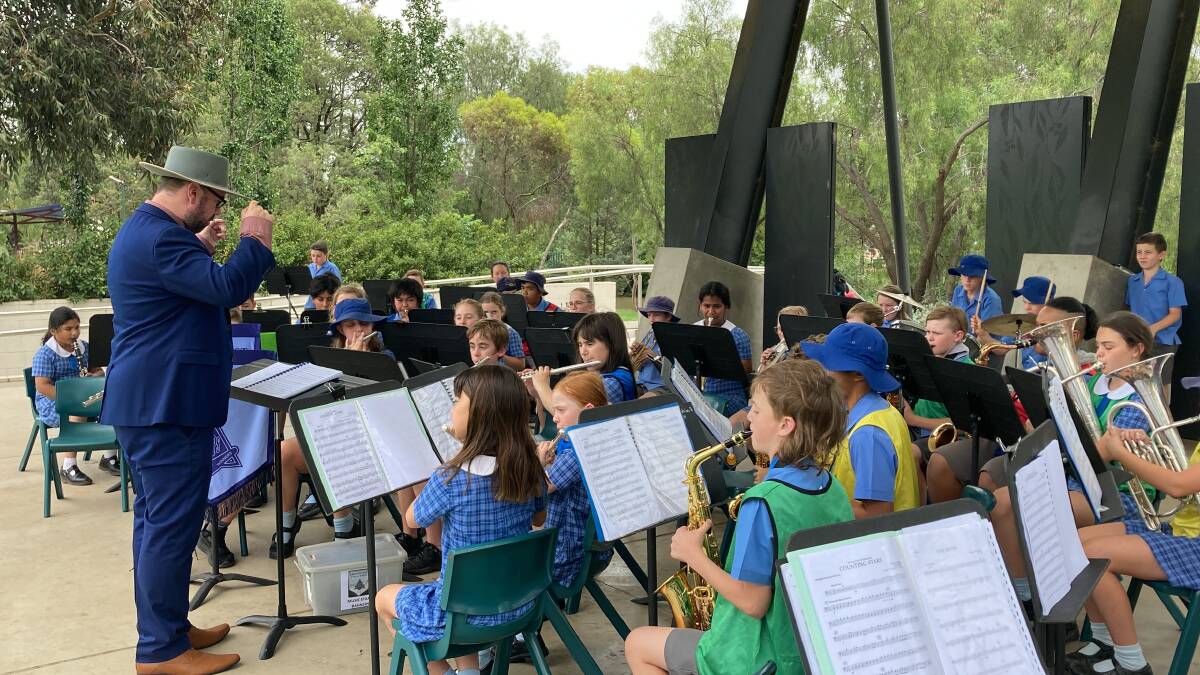 Griffith East Public School band has had a big year, and celebrated with an outdoor concert at City Park. Picture by Cai Holroyd