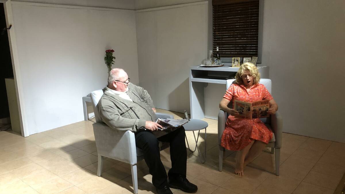 STAGE IS SET: Bernie Maxwell and Jenny Ellis rehearse a scene for 'Hopes and Dreams'. PHOTO: Cai Holroyd