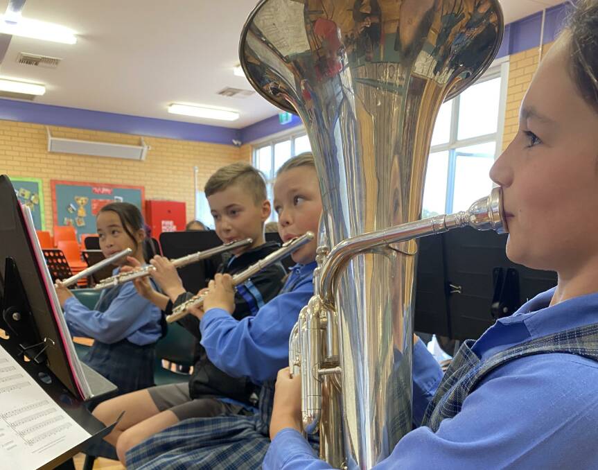 AND-A-ONE: Rose Turner, Jemma Golsby-Smith, Harry Crotty and Czaree Rosales are studying music at Griffith East, who is hosting the workshops. PHOTO: Contributed