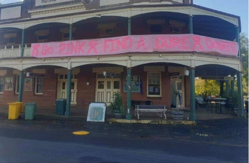 THINK IN PINK: Weethalle Hotel showcased this banner for Weethalle's pastel week. PHOTO: Contributed