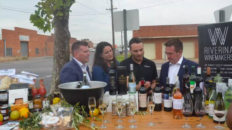MP Dugald Saunders, Carrah Lymer, Andrew Calabria and MP Paul Toole at the original announcement of the Food and Wine Hub. Picture by Cai Holroyd