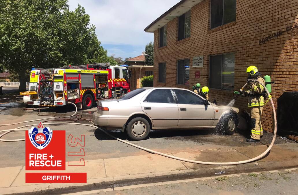 ENGINE FIRE: Fire and Rescue NSW Station 311 attended a car fire outside a block of apartments in the morning, protecting the building and extinguishing the fire rapidly. PHOTO: Contributed