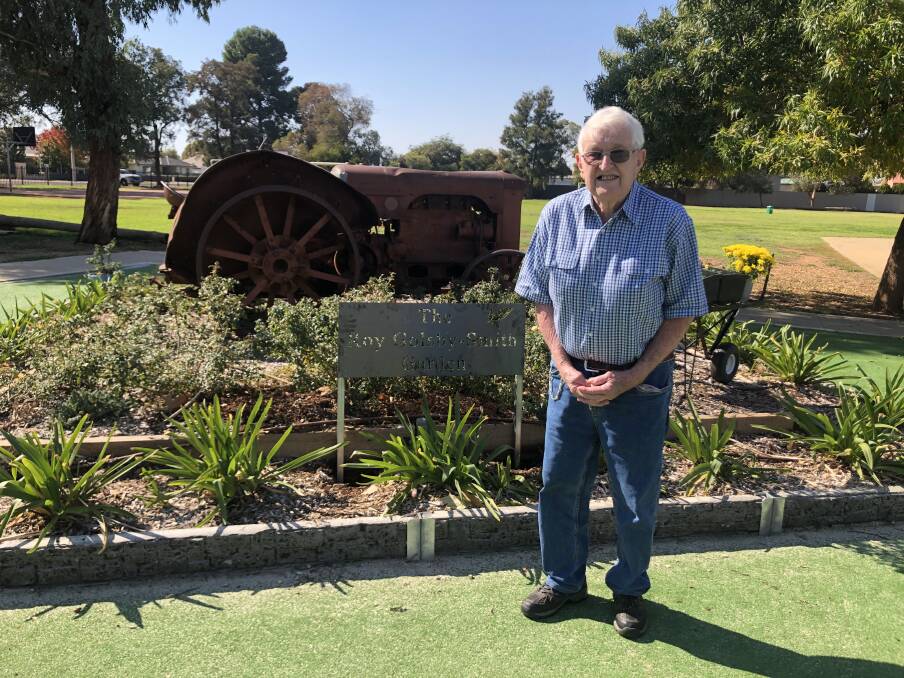 ART AND ARTIST: Roy Golsby-Smith stands next to the garden now named after him. PHOTO: Contributed