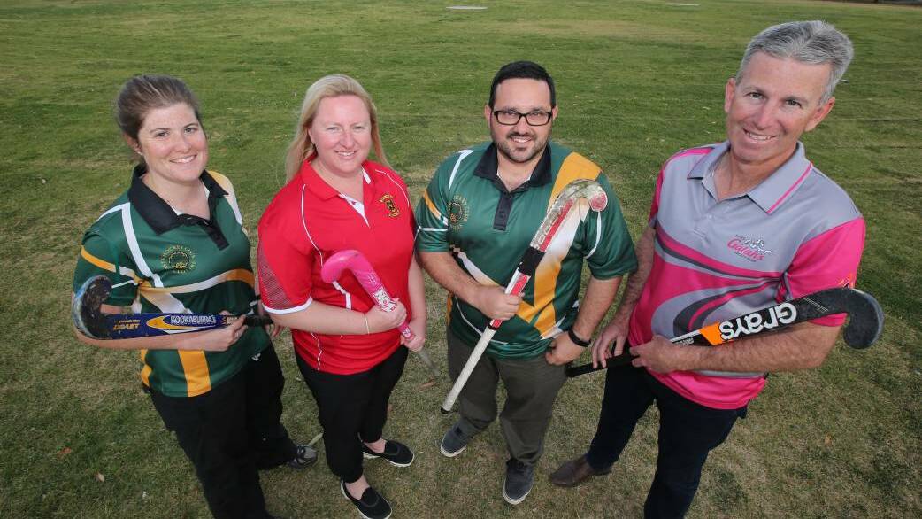 Fiona McKenzie, Louise McGrail, Michael Crosato and Andrew Sinclair from the Griffith Hockey Association. PHOTO: Anthony Stipo