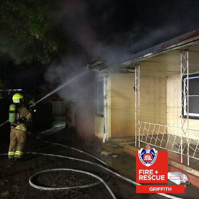 DEJA VU: Fire and Rescue NSW Griffith turned out to a fire just before 3:00 in the morning, at the same house they responded to less than two weeks ago. PHOTO: Contributed