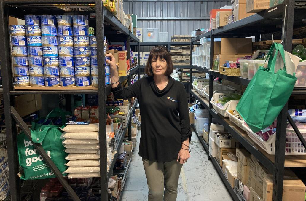 FOOD BANK OVERDRAWN: Deb Longhurst at the Linking Communities Network said that the budget for food alone was forced to double just to keep up with demand and price. PHOTO: Cai Holroyd