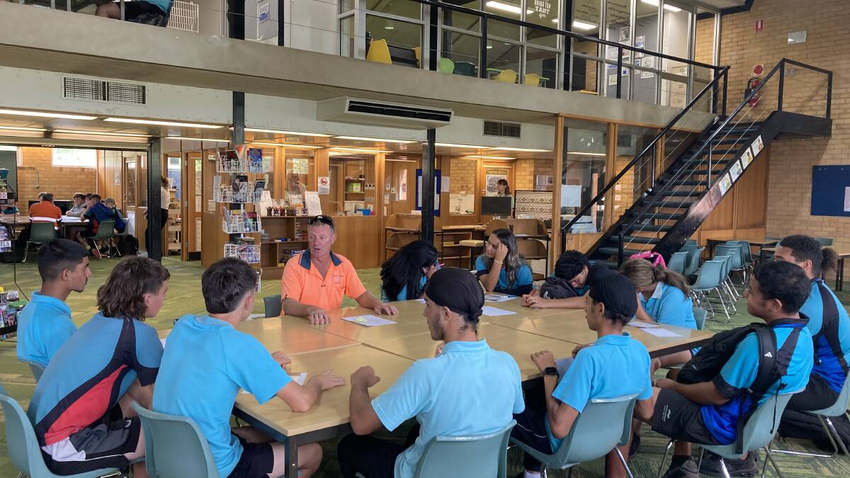 Students spoke with Griffith's tradies about their potential pathways for around ten minutes, before rotating around to a new industry. Picture by Cai Holroyd