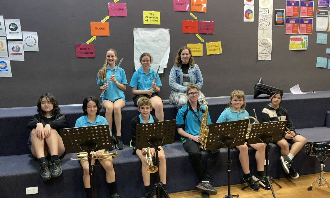 The Griffith site members of the MRHS School Band with teacher Hannah Lonergan. Photo by Cai Holroyd