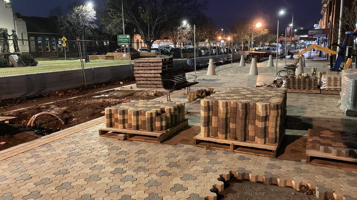 WORK IN PROGRESS: Lights have been installed and paving is underway on the Kooyoo Street redevelopment. PHOTO: Cai Holroyd