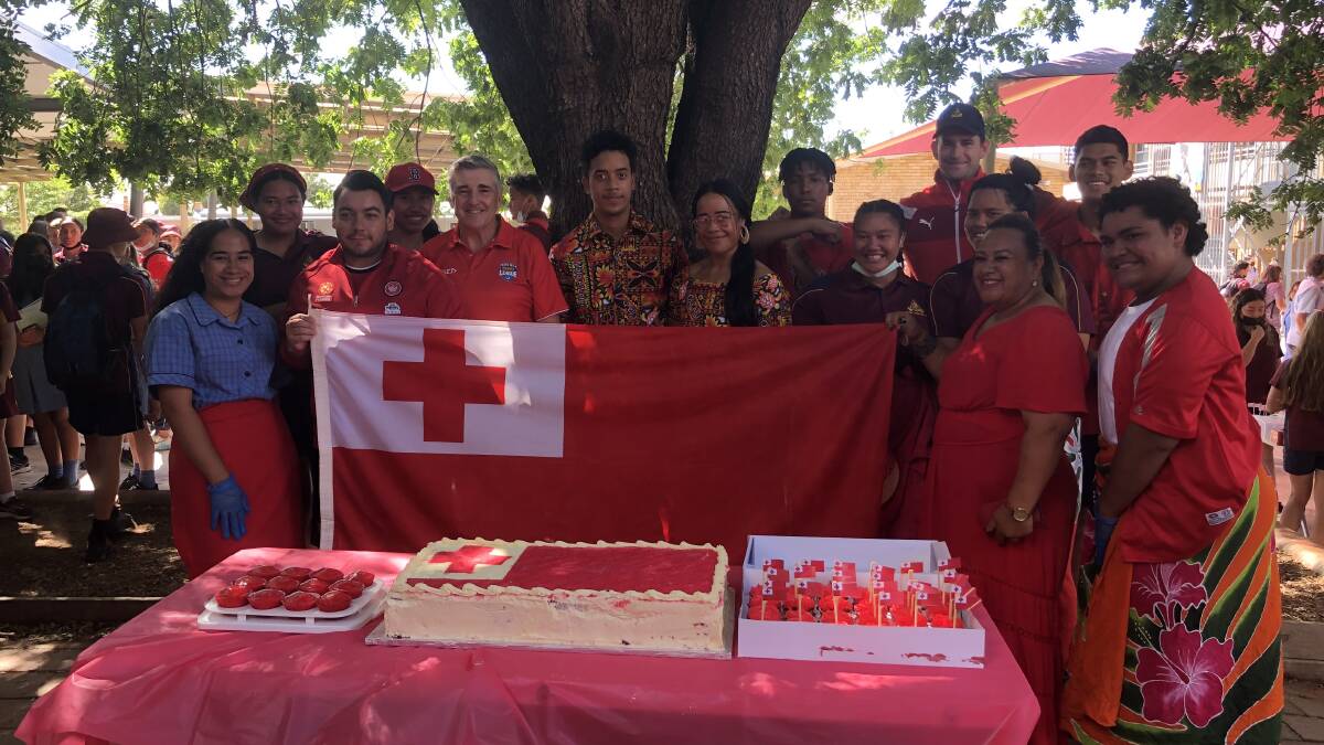 GOD BLESS TONGA: Students and staff gathered to raise money for the Kingdom of Tonga, selling cultural foods and wearing red in honour. PHOTO: Cai Holroyd