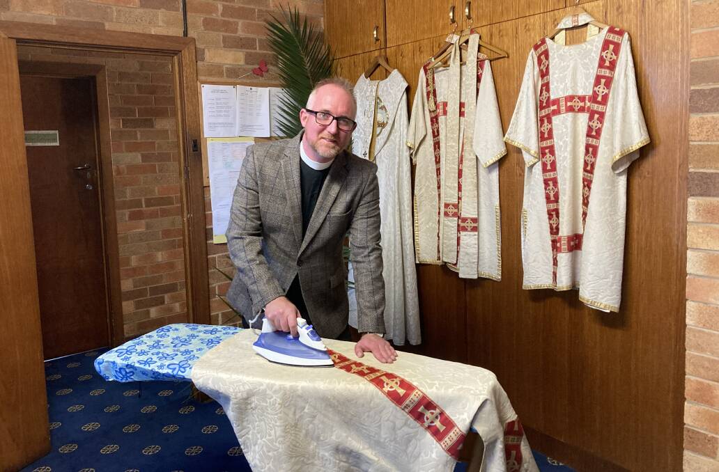 FATHER: Father Thomas Leslie has been hard at work preparing the church for upcoming Easter services. PHOTO: Cai Holroyd