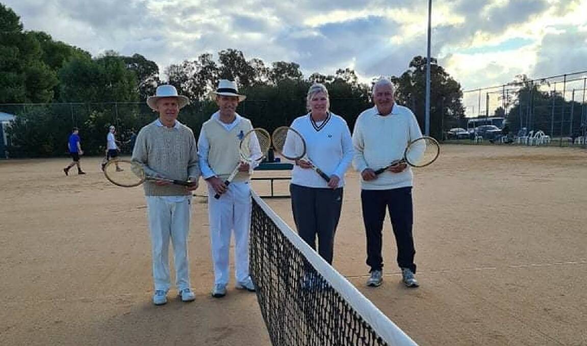 RETRO: Matt and Andrew Condon went up against Louise and Trevor Hornery for the centenary doubles match. PHOTO: Contributed