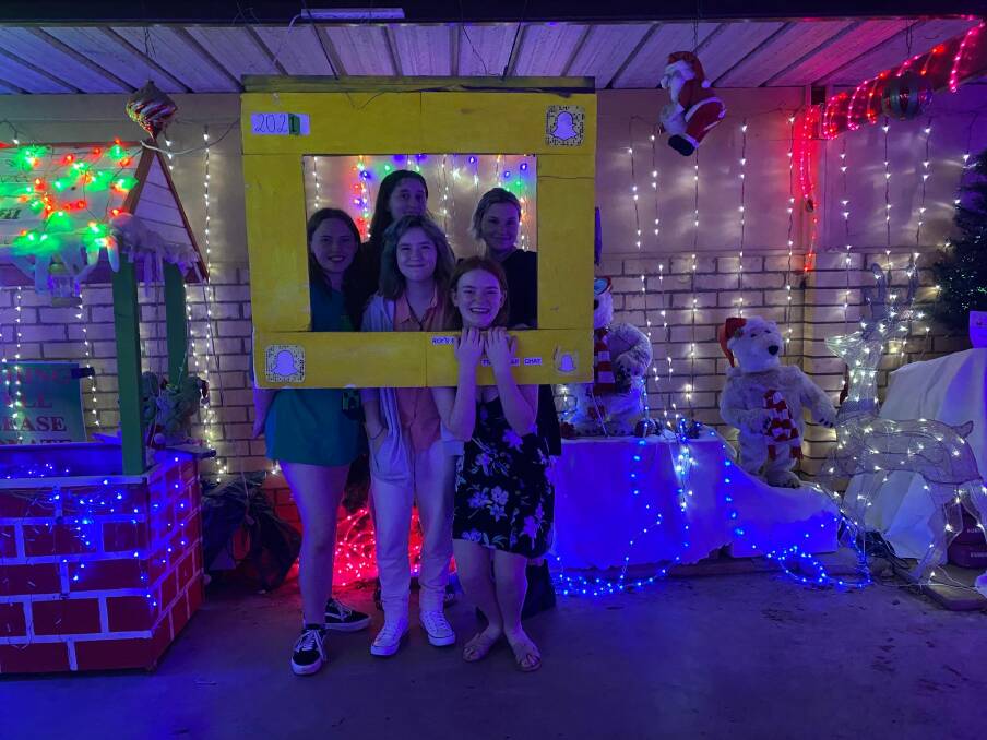 Isabelle Clow, Chelsea Little, Carla Rizzikelly, Cella Keenan, Ella Humphreys taking part in the festive fun at santas grotto at 43 Holmes Crescent. 