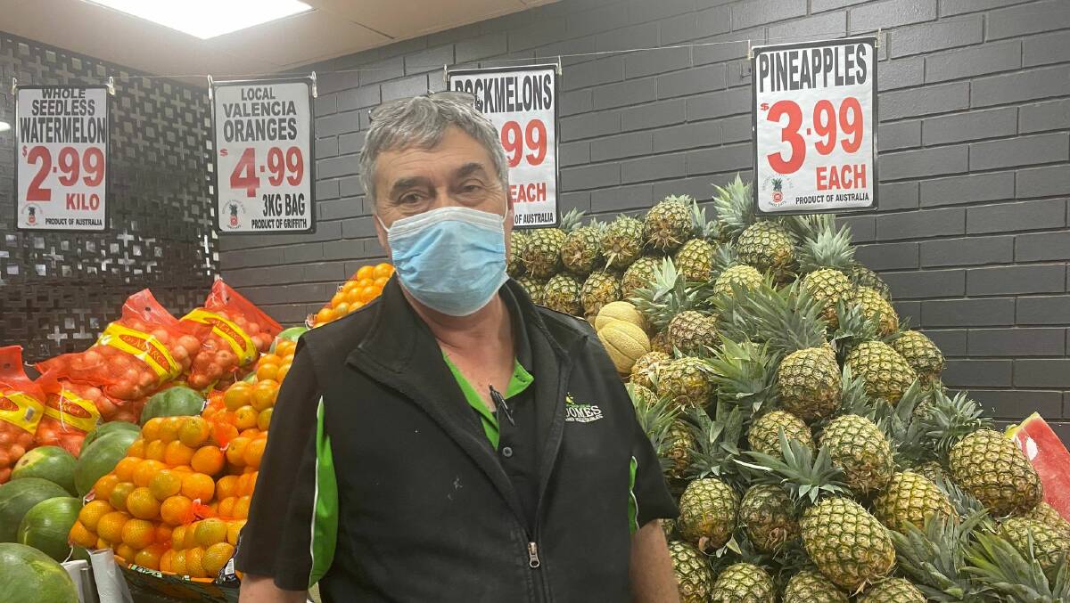 BUSINESS AS USUAL: Co Owner of Broomes Fresh Fruit and Vegetables in Griffith Mark Macedone said that had been small disruptions but no shortages with product or staff. PHOTO: LIZZIE GRACIE