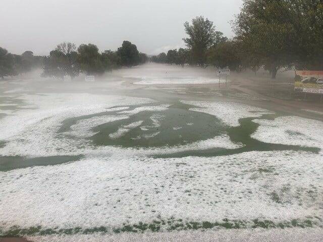 GOLF OFF THE CARDS: The grounds of the golf club were battered by hail and heavy rain. PHOTO: Supplied