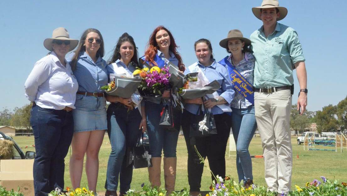 WINNERS ARE GRINNERS: The 2019 Griffith Showgirl finalists (middle three) along with members of the Showgirl committee PHOTO: Calhan Behrendt