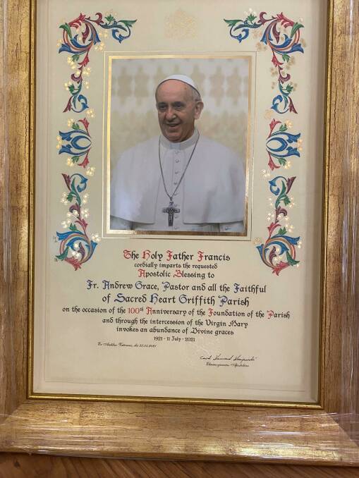 A SPECIAL MESSAGE: Pope Francis congratulated the Sacred Heart Church for reaching 100 years. PHOTO: Lizzie Gracie