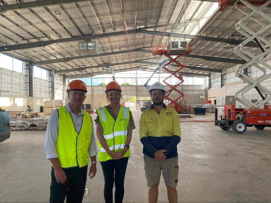 ON TRACK: In a tour of the construction site, Member for Farrer Sussan Ley said she was blown away by the progress made at the Westend Sporting Precinct redevelopment. PHOTO: Lizzie Gracie