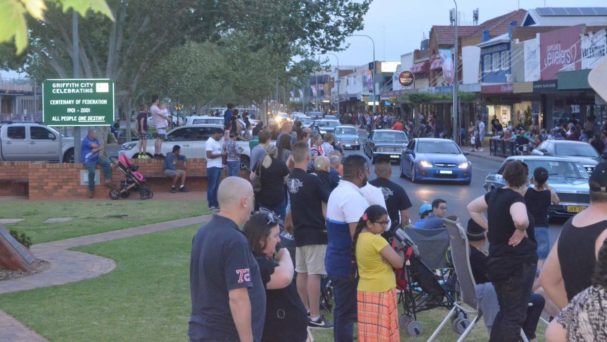 BIG CROWDS: All of Griffith lined Banna Avenue in 2019, to watch hundreds of cards cruise the street in the name of charity. PHOTO: Calhan Behrendt. 