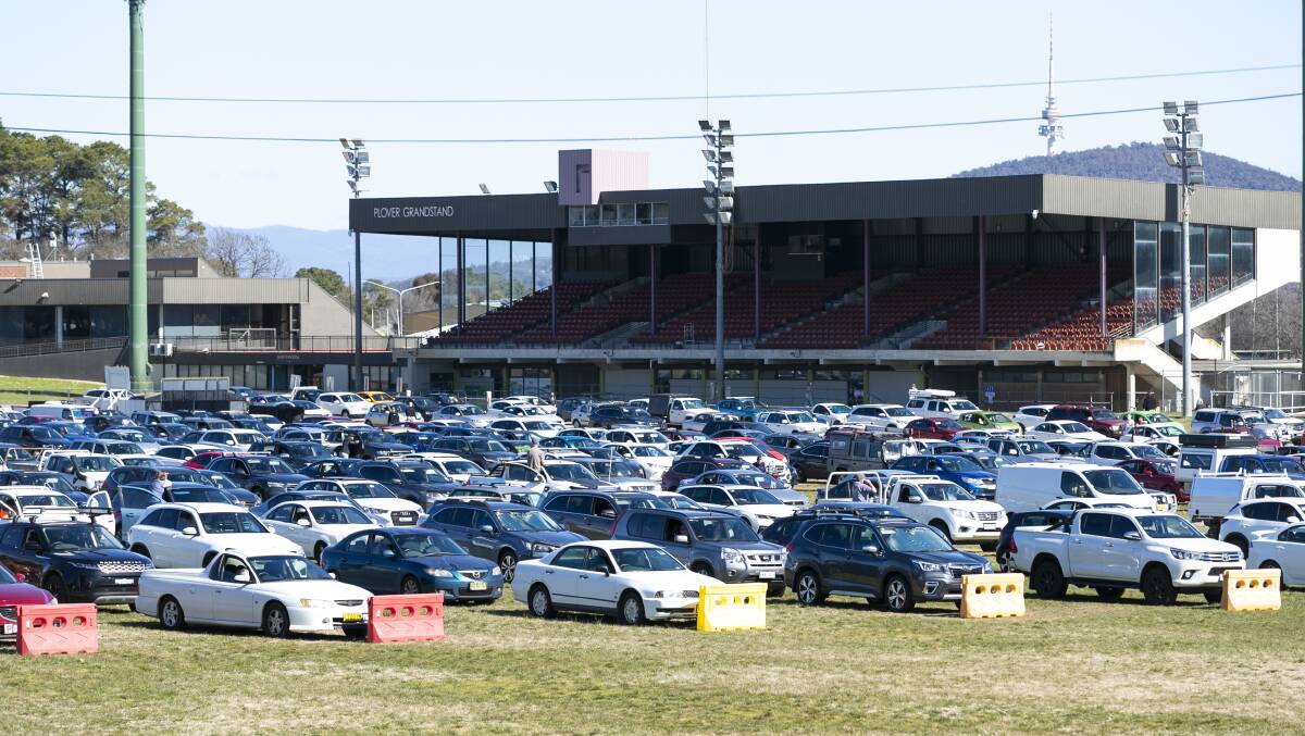 Drive-in testing across the ACT has seen long wait times. Picture: 