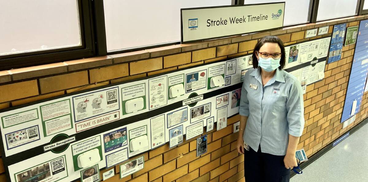 TIME IS A FACTOR: Telestroke services coordinator Fiona McKern with her Griffith Base Hospital display educating staff and patients about the stroke care pathway. PHOTO: Contributed