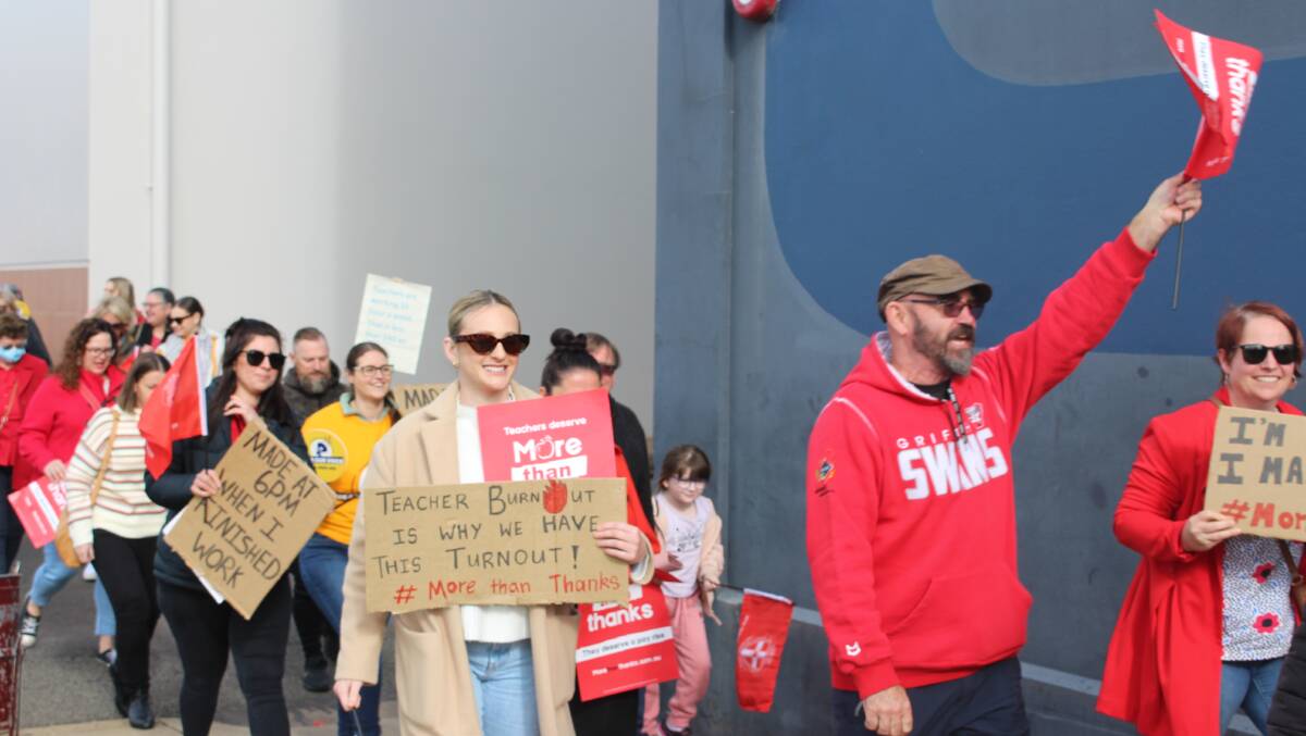 Various images taken at the Griffith teachers strike featuring members of both the NSW Teachers Union and Independent Education Union. PHOTOS: Vincent Dwyer