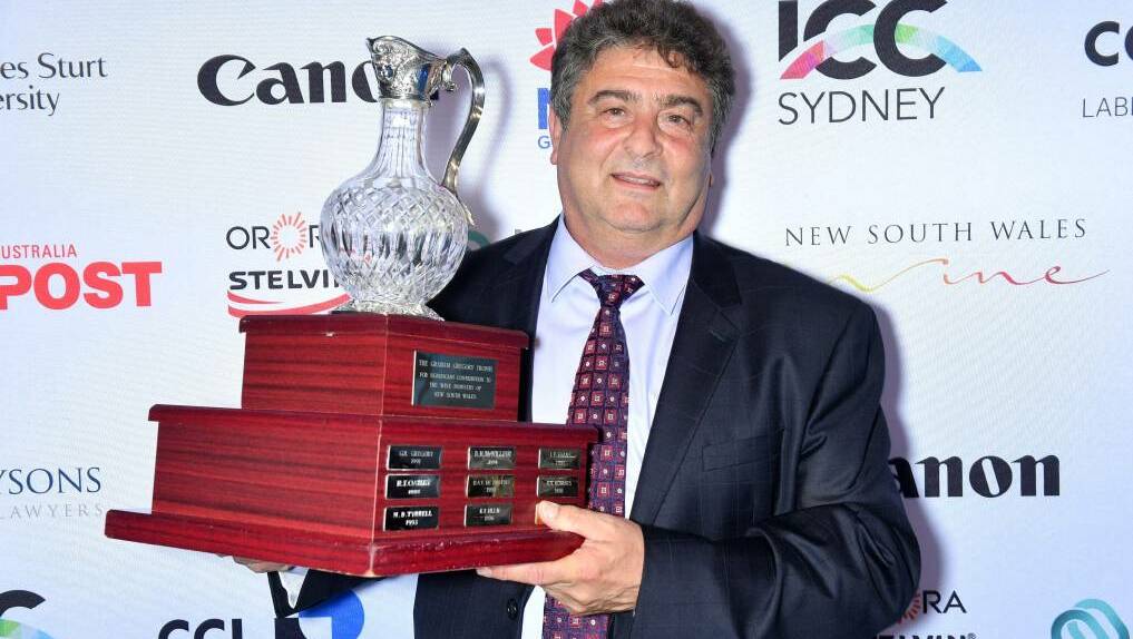 INDUSTRY LEADERS: John Casella of Casella Family Brands won the Graham Gregory Award in 2019 for his services to the NSW wine industry. PHOTO: Contributed