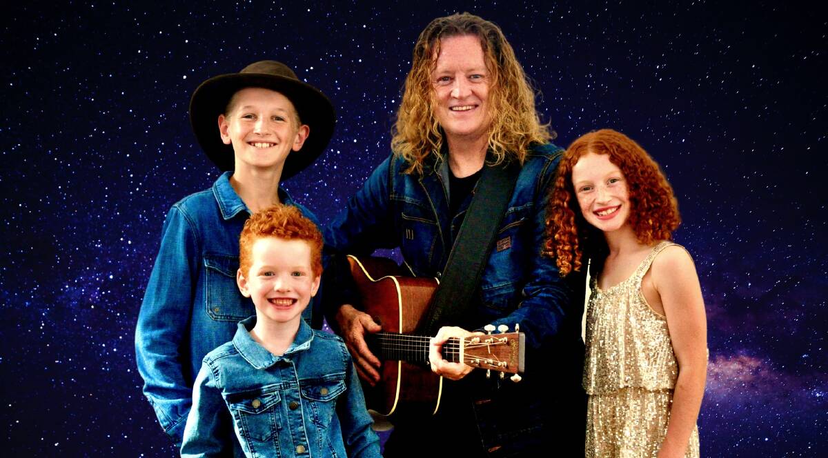 FAMILY BAND: The Sulli-Van band members are 12-year-old KJ, 6-year-old Jet, their father Kevin Sullivan and 10-year-old Cha-Cha. PHOTO: Contributed