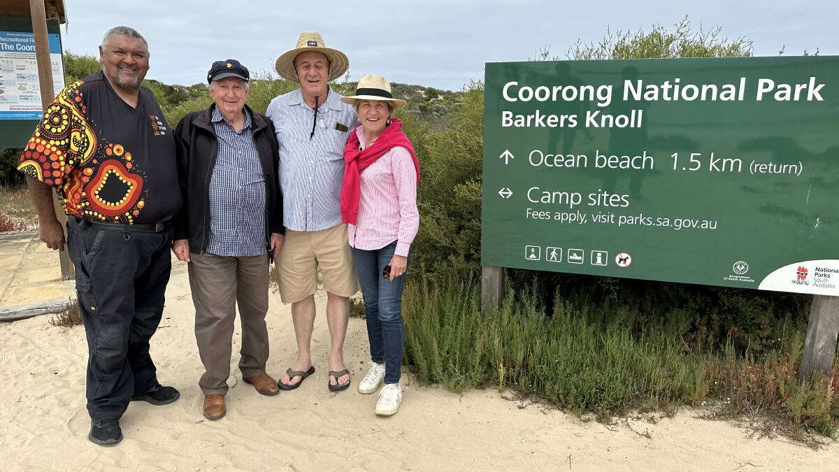 Mrs Dalton and Griffith's Darren De Bortoli (third from left) pictured with locals at Coorong National Park. Picture supplied